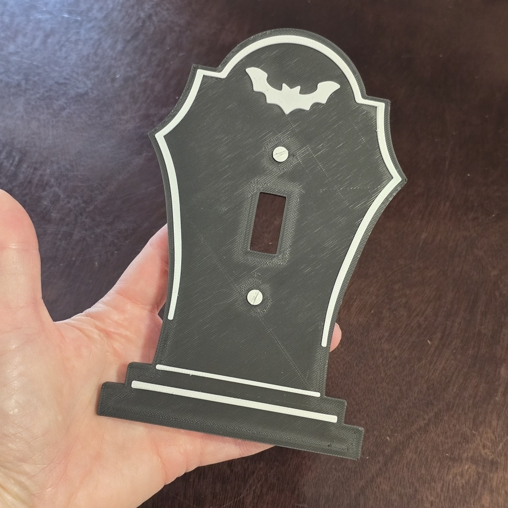 Black and White Coffin Bat Light Switch Cover